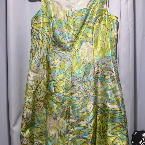 Tiana B. Vibrant Green and Blue Midi Dress Size 12 - Picture 3 of 10